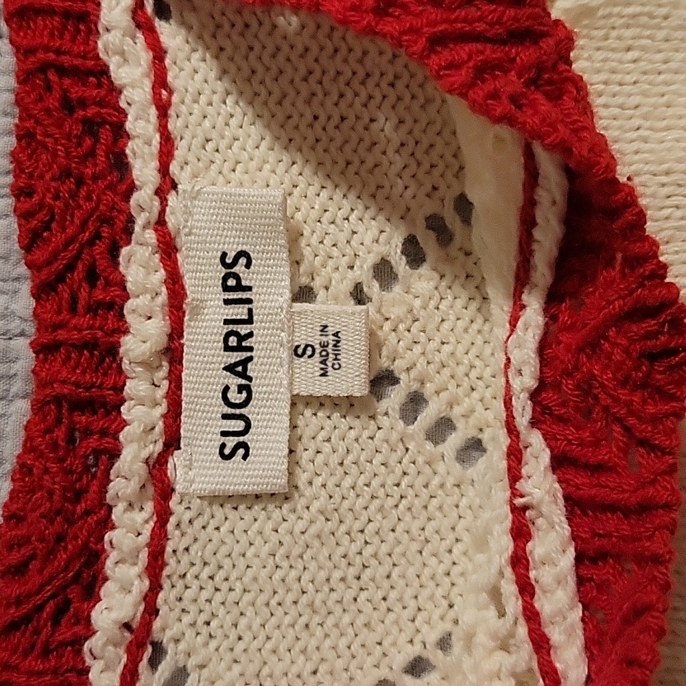Sugarlips Crochet Sweater Crop Top Size Small NWOT - Picture 4 of 10